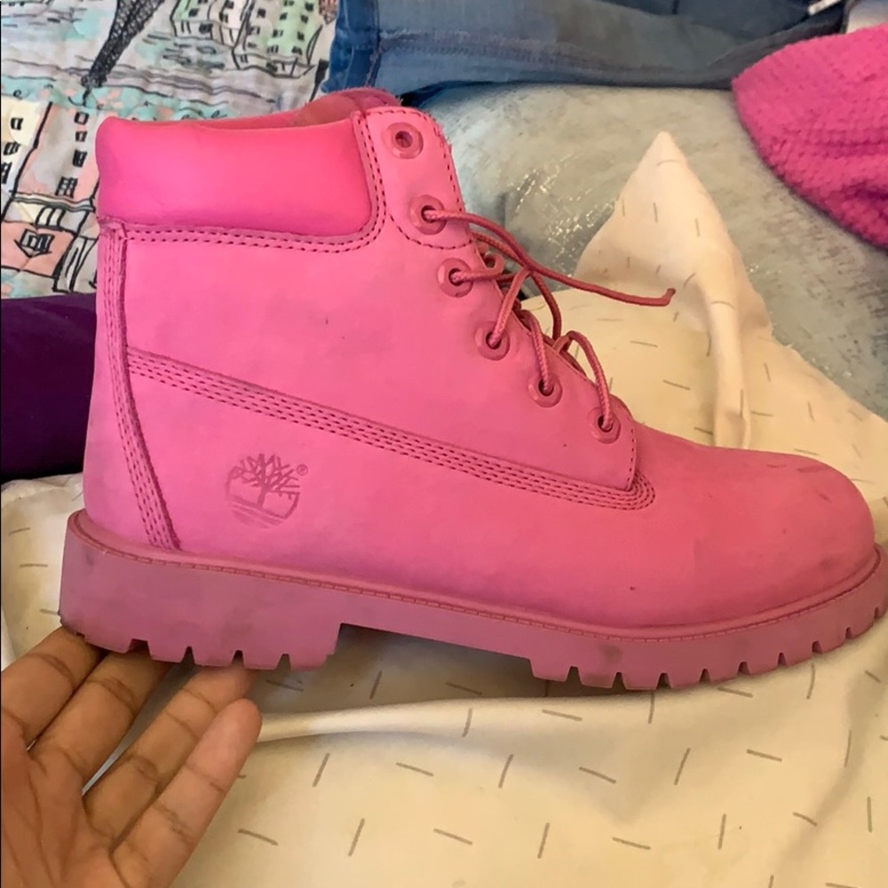 Pink timberlands boots